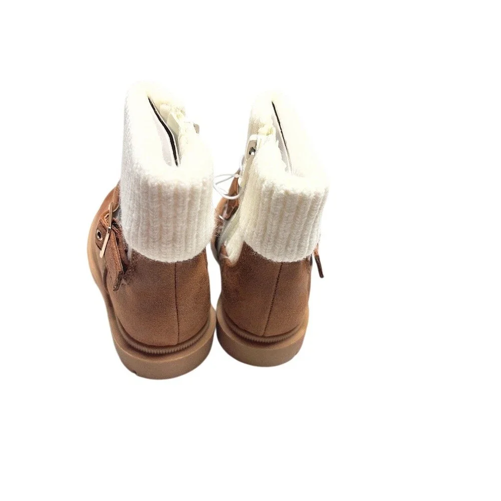 Cat & Jack‎ Trista Toddler Girls Ankle Boots Brown Buckle Side Zip Size 6